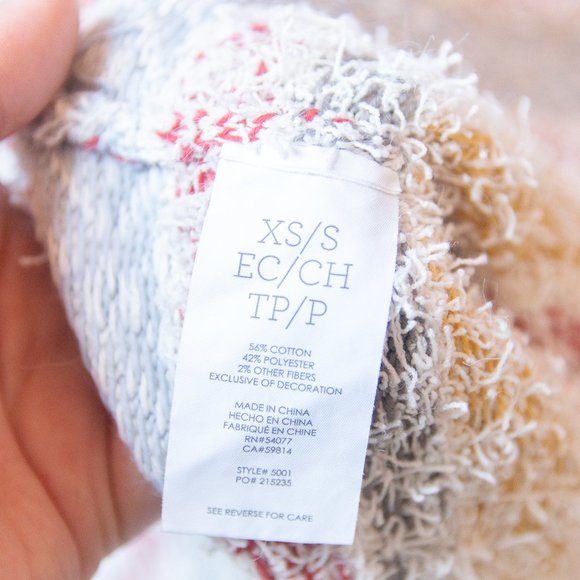 CAbi Love, Carol Siesta Chunky Fringe Trim Rainbow Knit Oversized Poncho Sweater - Picture 6 of 7